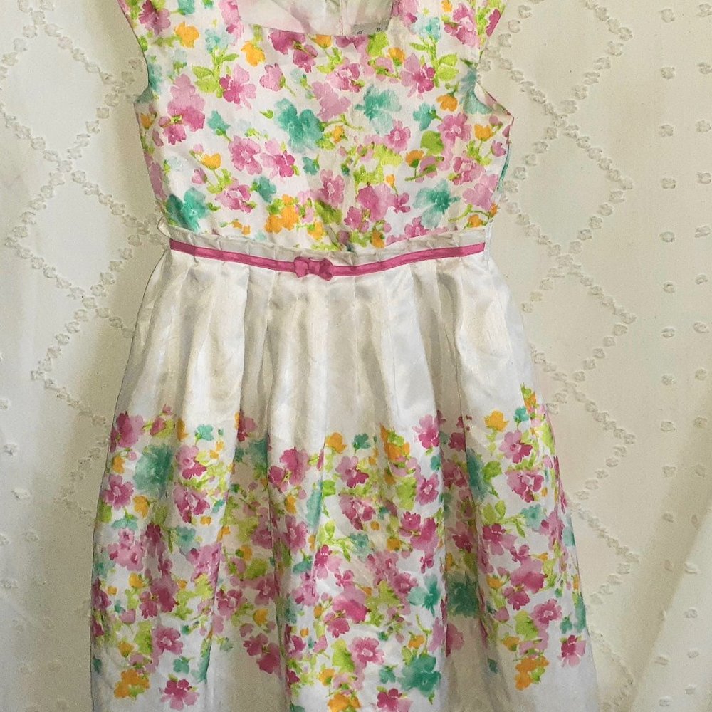 JONA MICHELLE DRESS PLEATED SLEEVELESS BOW TWIRL FLORAL EASTER GIRLS SIZE 8